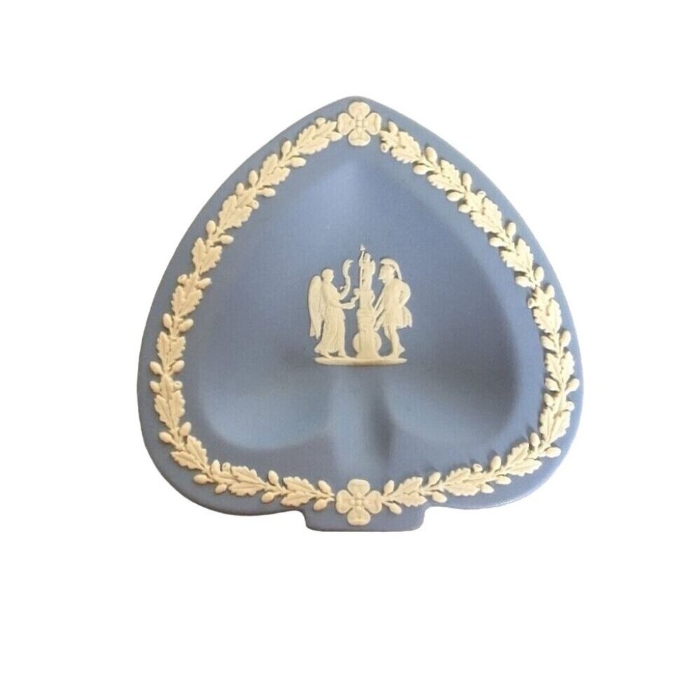 Wedgwood Blue Jasperware Spade Shaped Trinket Dish Pin Plate Warrior England